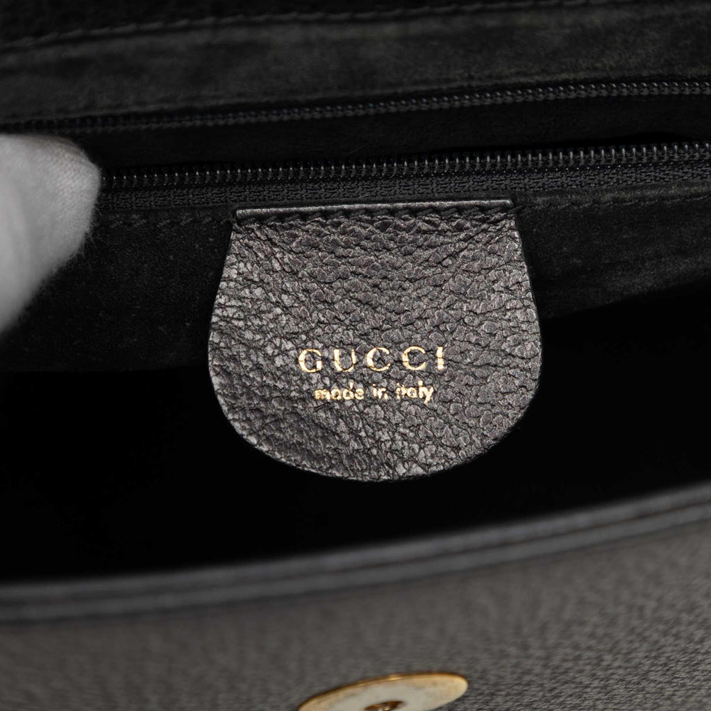 Gucci Calfskin Bamboo Flap Top Handle Bag