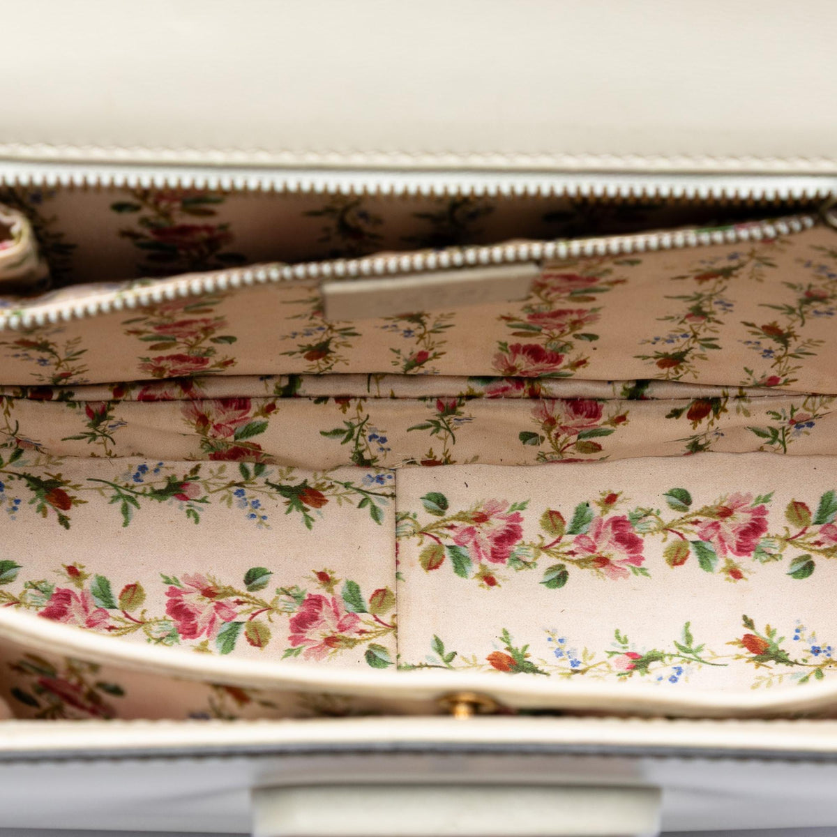 Gucci Calfskin Frame Print Bamboo Top Handle Bag