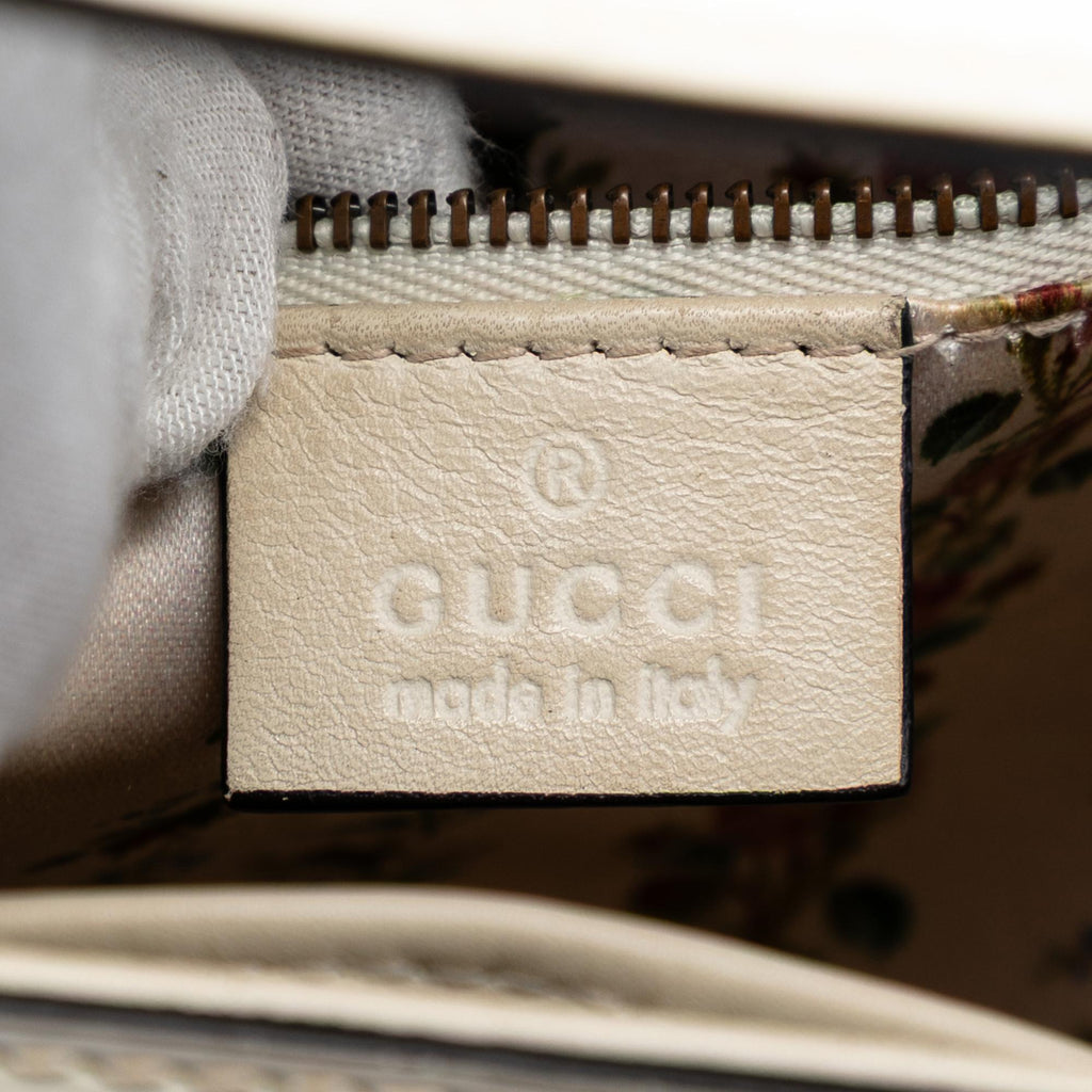 Gucci Calfskin Frame Print Bamboo Top Handle Bag