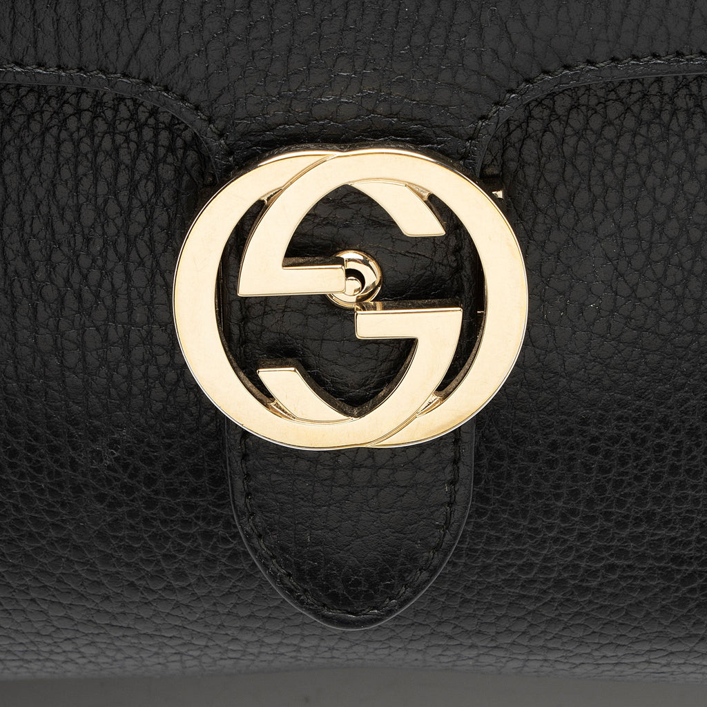 Gucci Calfskin Interlocking G Top Handle Medium Shoulder Bag