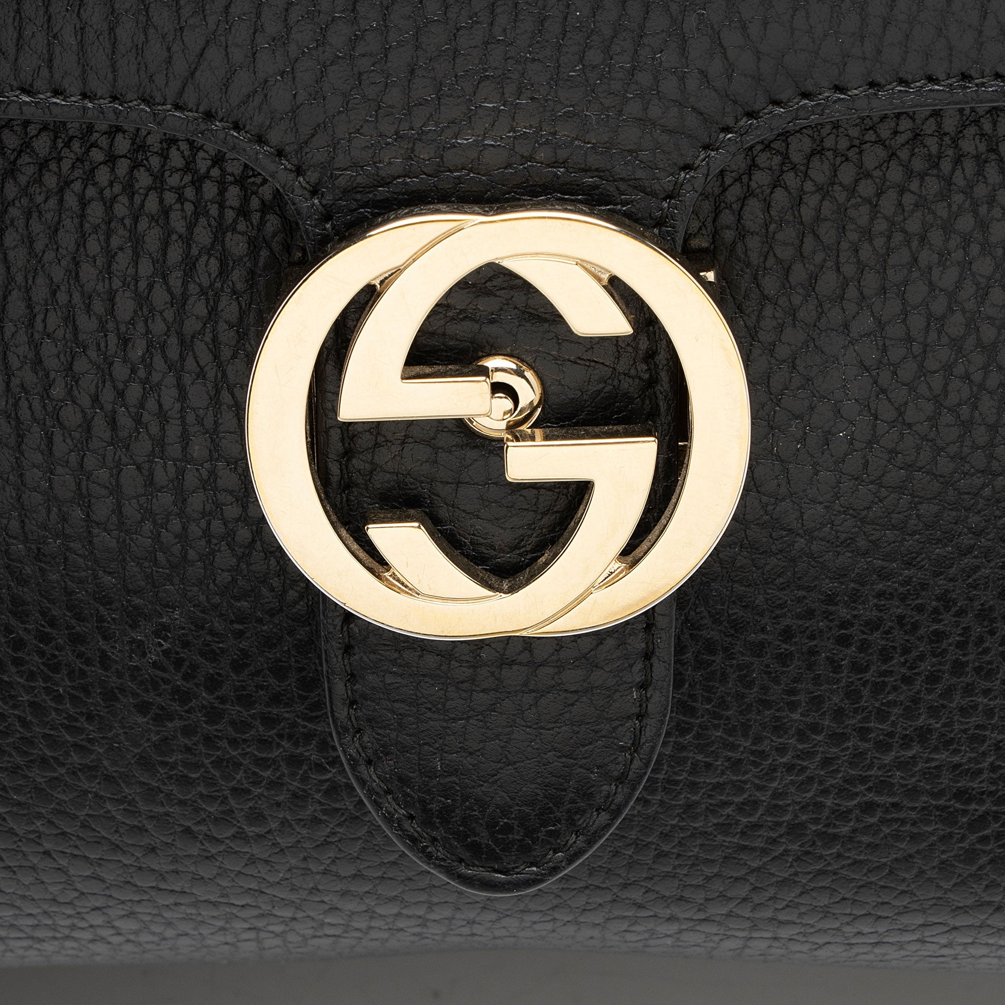 Gucci Calfskin Interlocking G Top Handle Medium Shoulder Bag