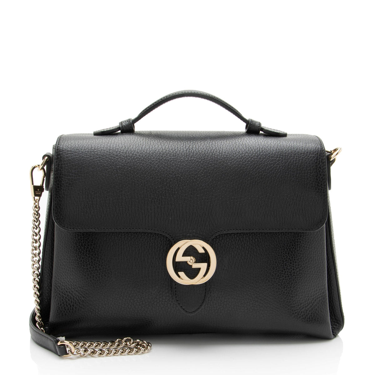 Gucci Calfskin Interlocking G Top Handle Medium Shoulder Bag