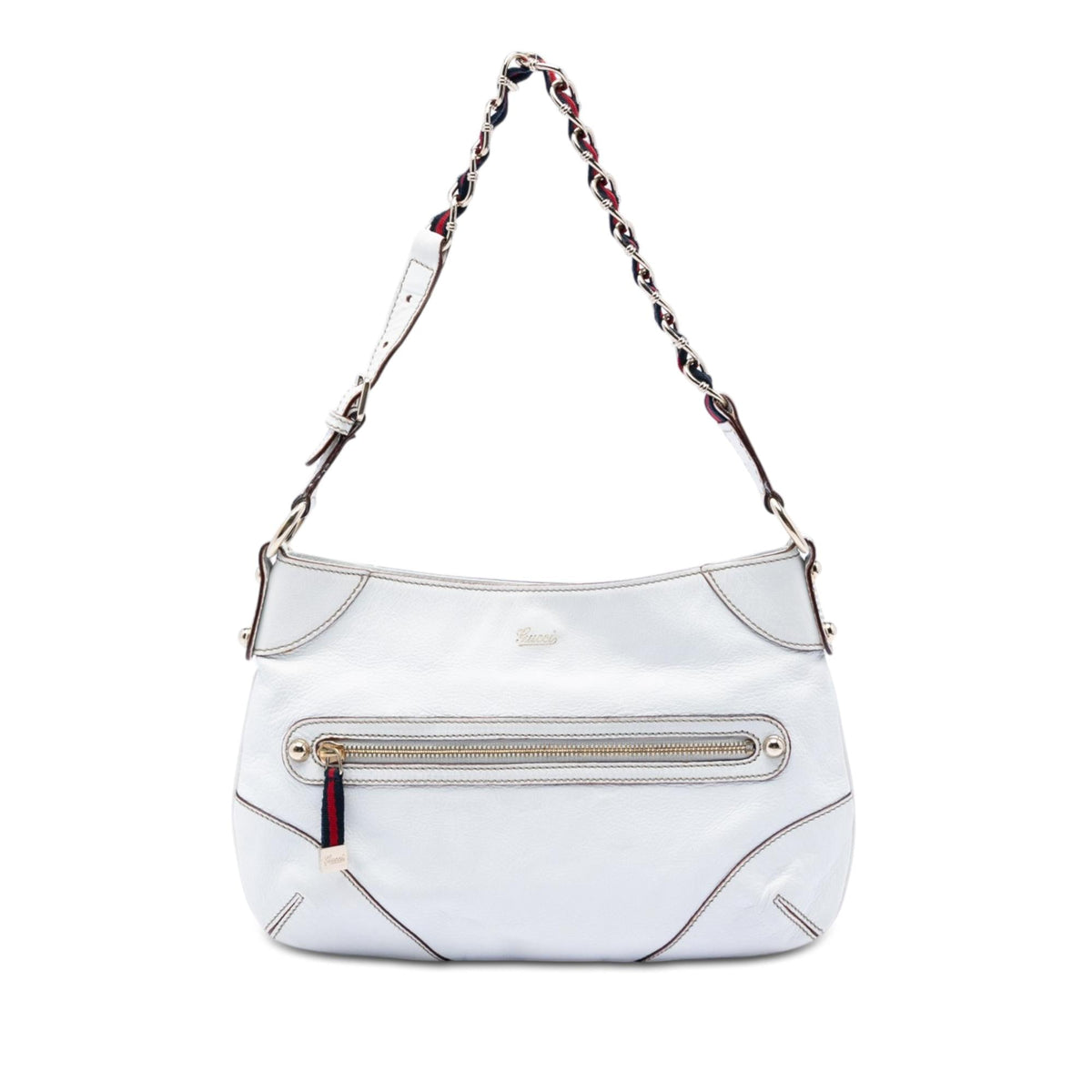 Gucci Calfskin Web Capri Ranch Kid Shoulder Bag