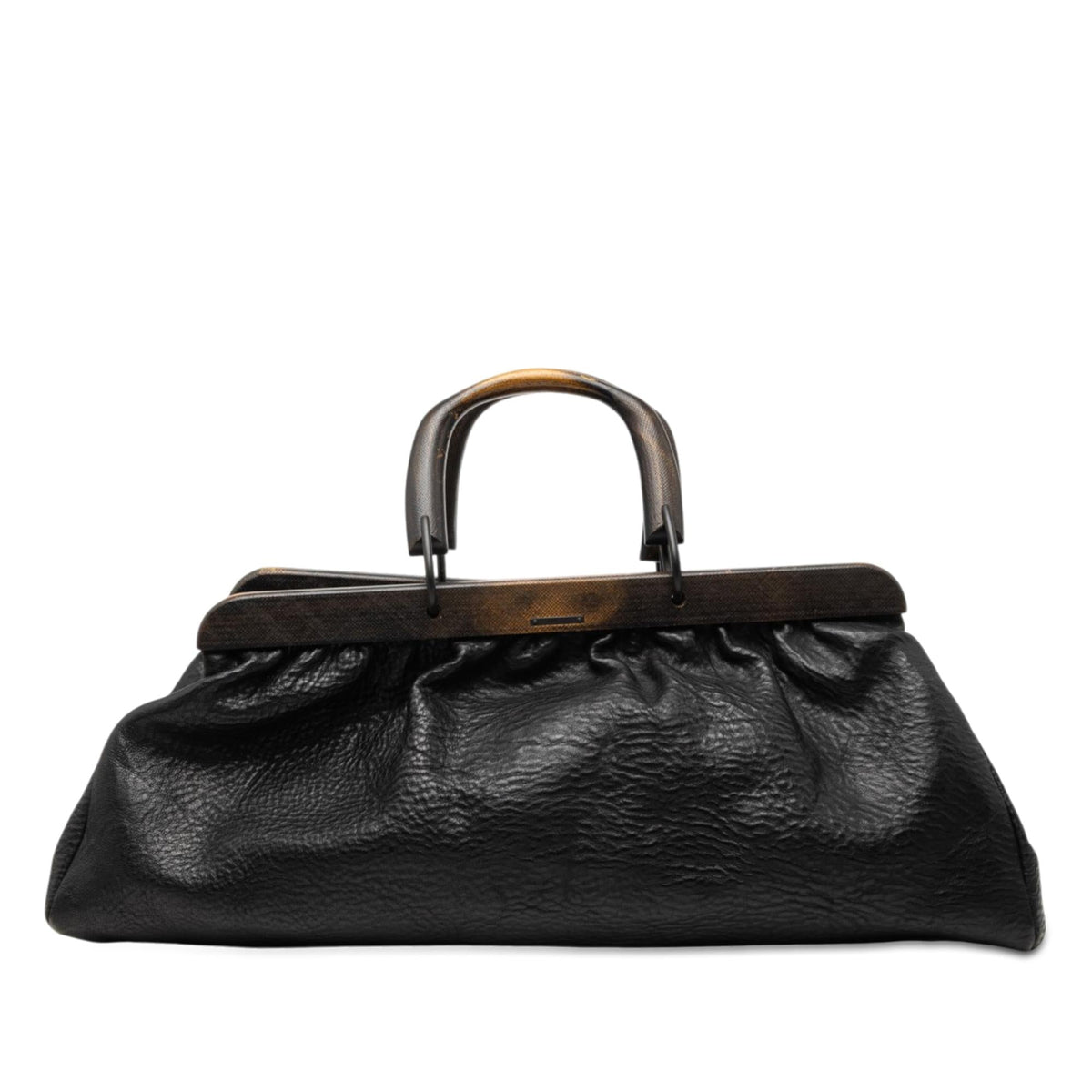 Gucci Calfskin Wood Frame Handbag