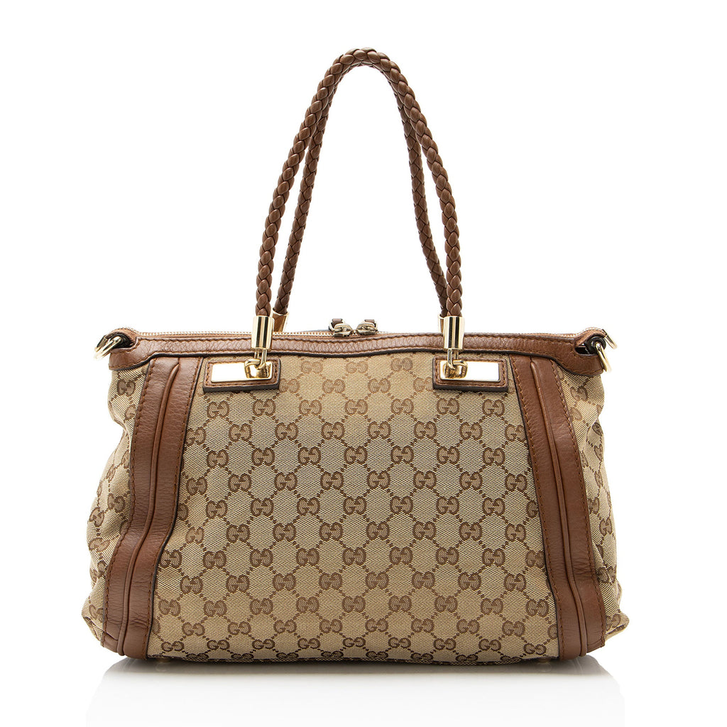 Gucci GG Canvas Leather Bella Tote