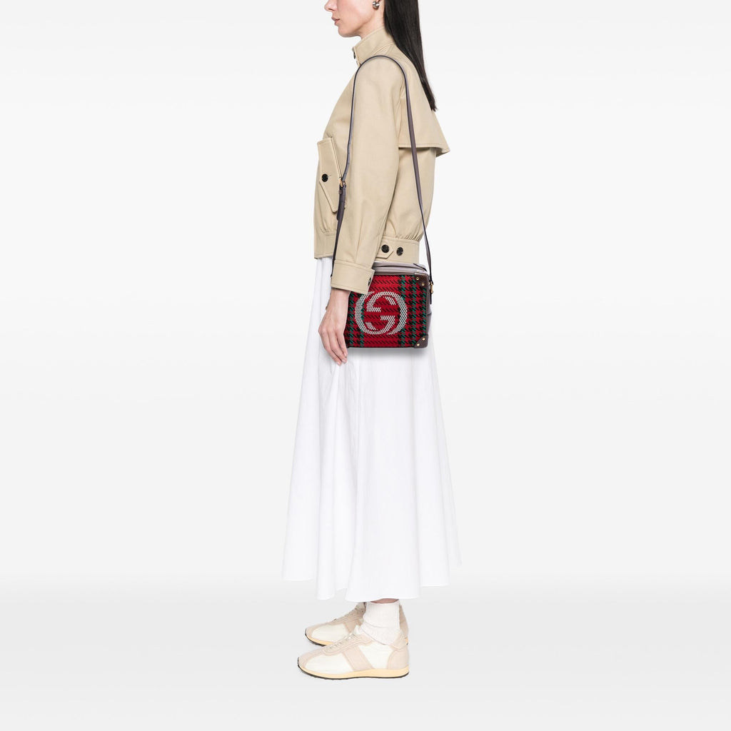 Gucci Houndstooth Canvas Soft Trunk Crossbody