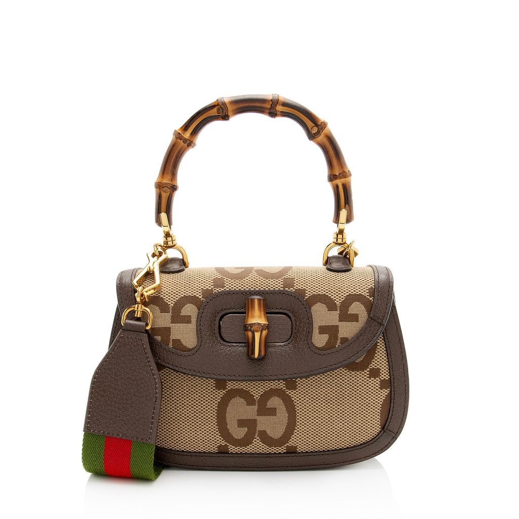 Gucci Jumbo GG Canvas Bamboo 1947 Small Top Handle