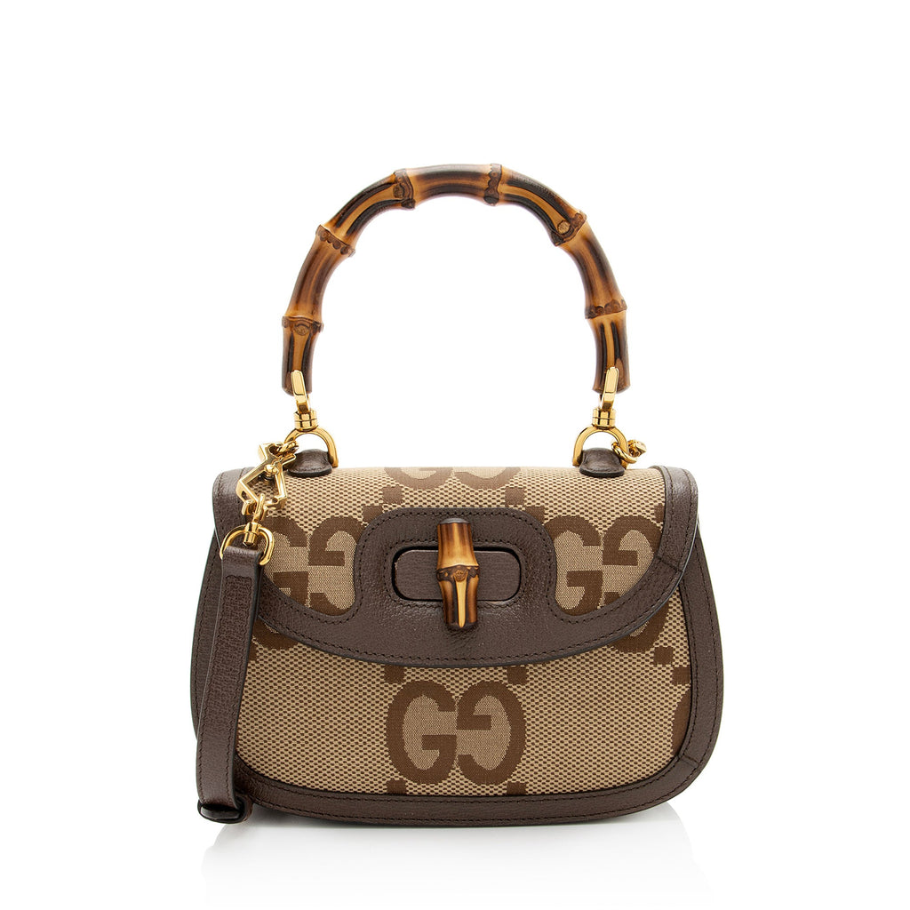 Gucci Jumbo GG Canvas Bamboo 1947 Small Top Handle