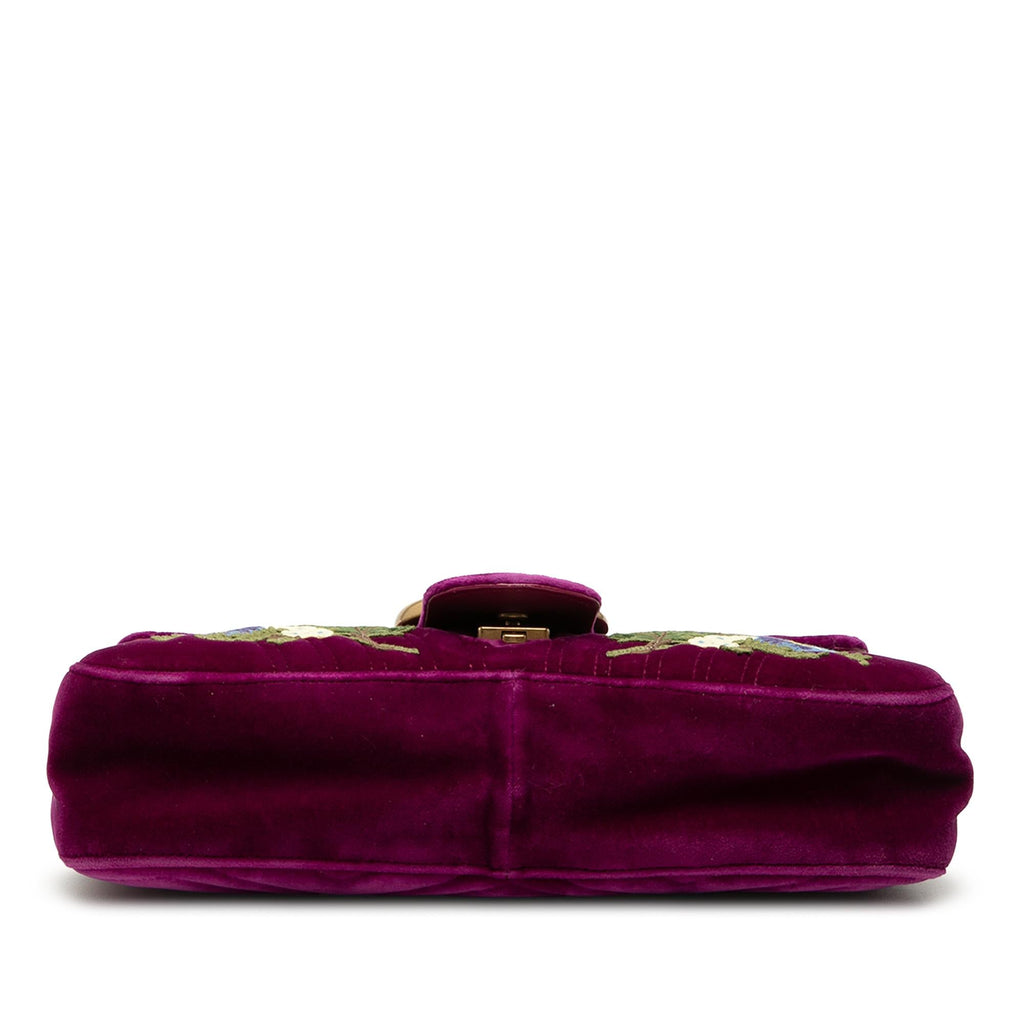 Gucci Large GG Marmont Embroidered Matelasse Velvet Loved Flap Crossbody