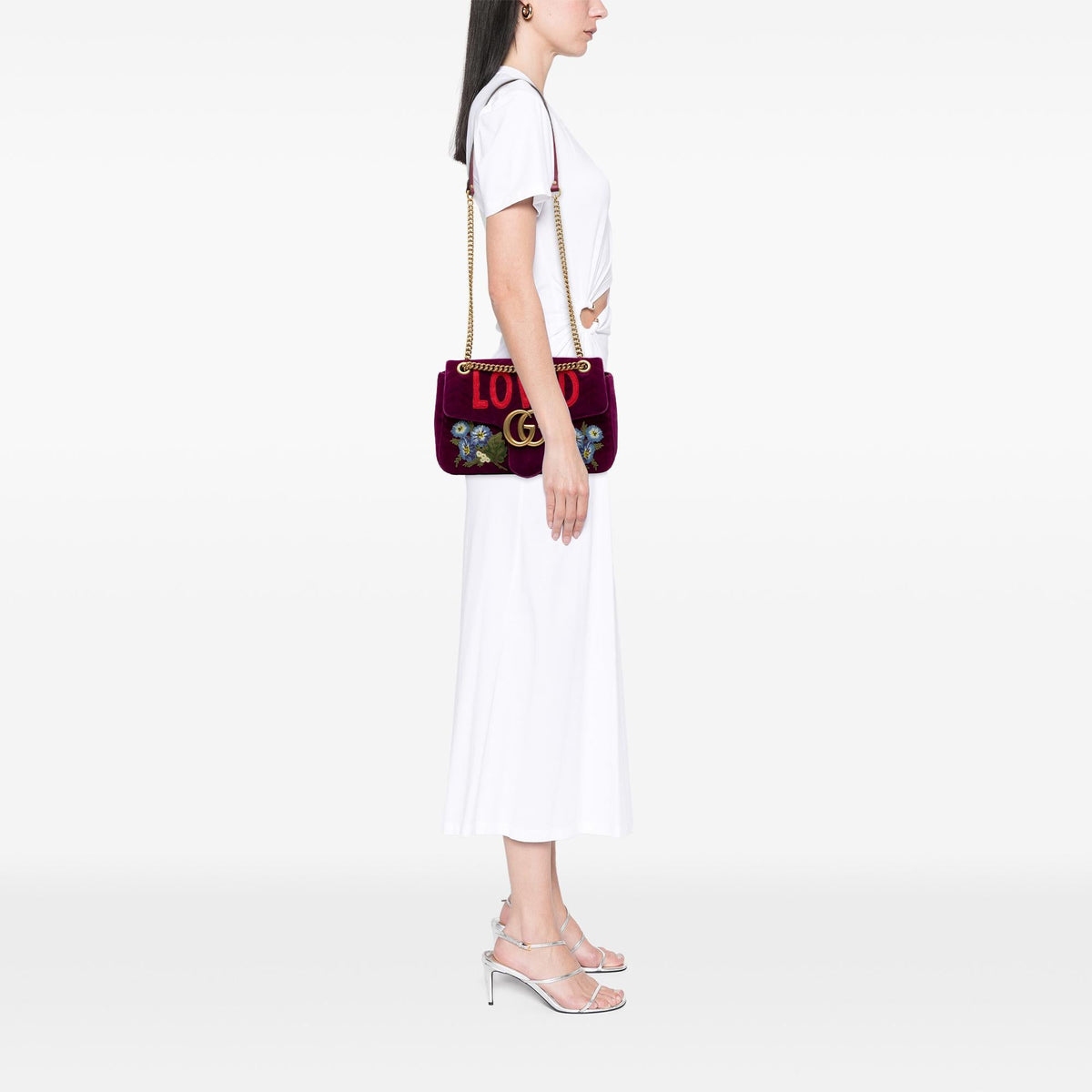 Gucci Large GG Marmont Embroidered Matelasse Velvet Loved Flap Crossbody