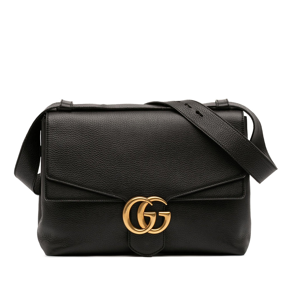 Gucci Large GG Marmont Pebbled Calfskin Flap Shoulder Bag