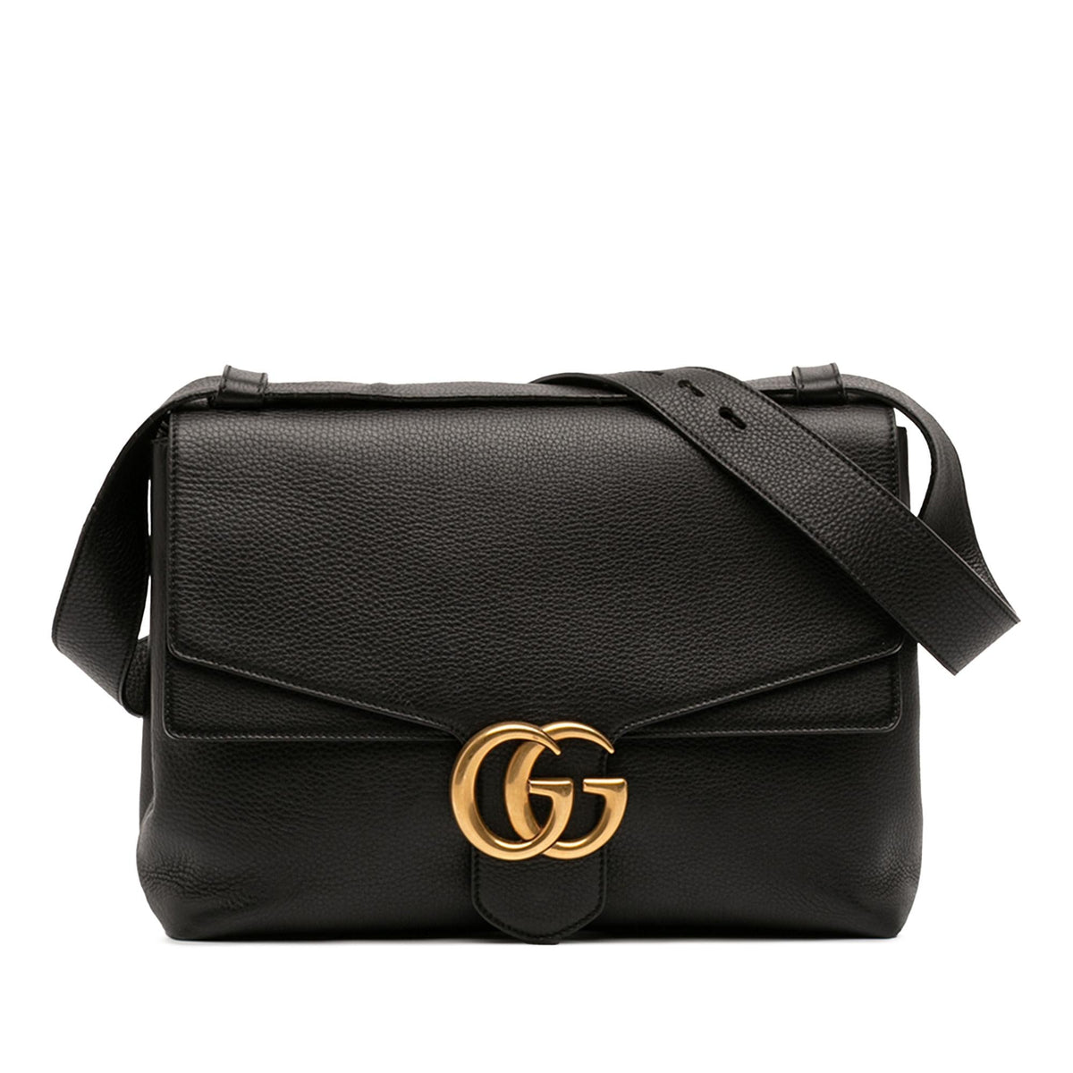 Gucci Large GG Marmont Pebbled Calfskin Flap Shoulder Bag