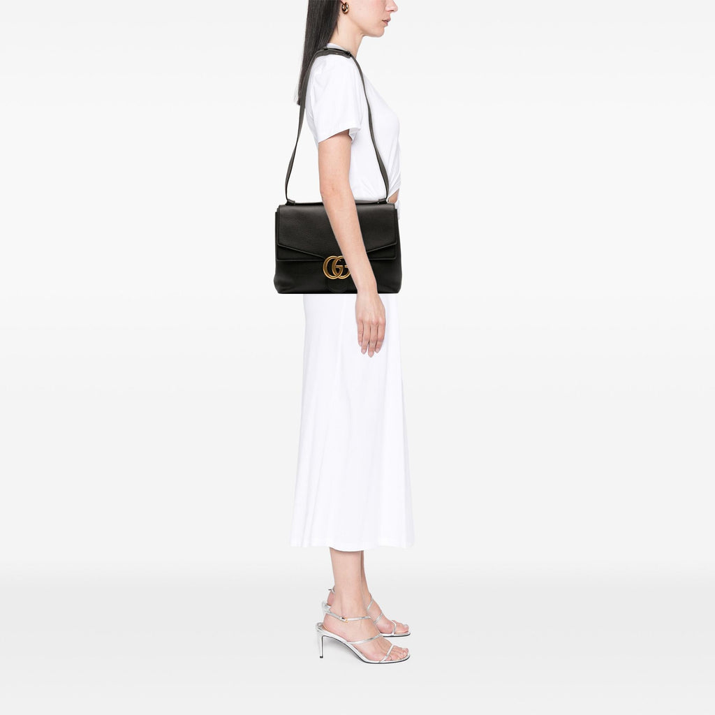Gucci Large GG Marmont Pebbled Calfskin Flap Shoulder Bag