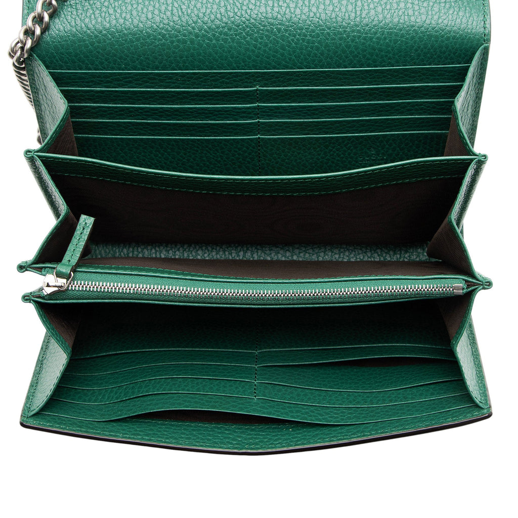 Gucci Leather Crystal Dionysus Chain Wallet