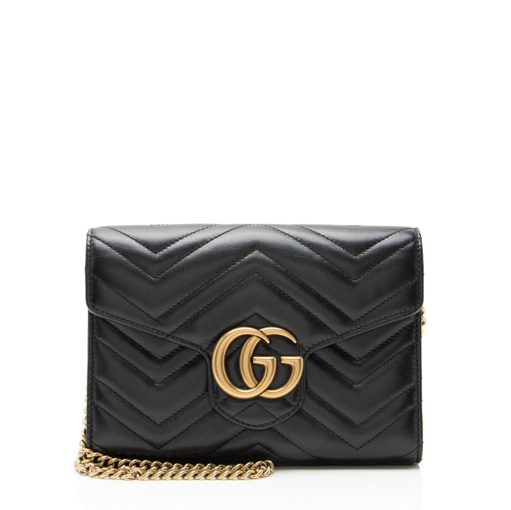 Gucci Matelasse Leather GG Marmont Wallet on Chain