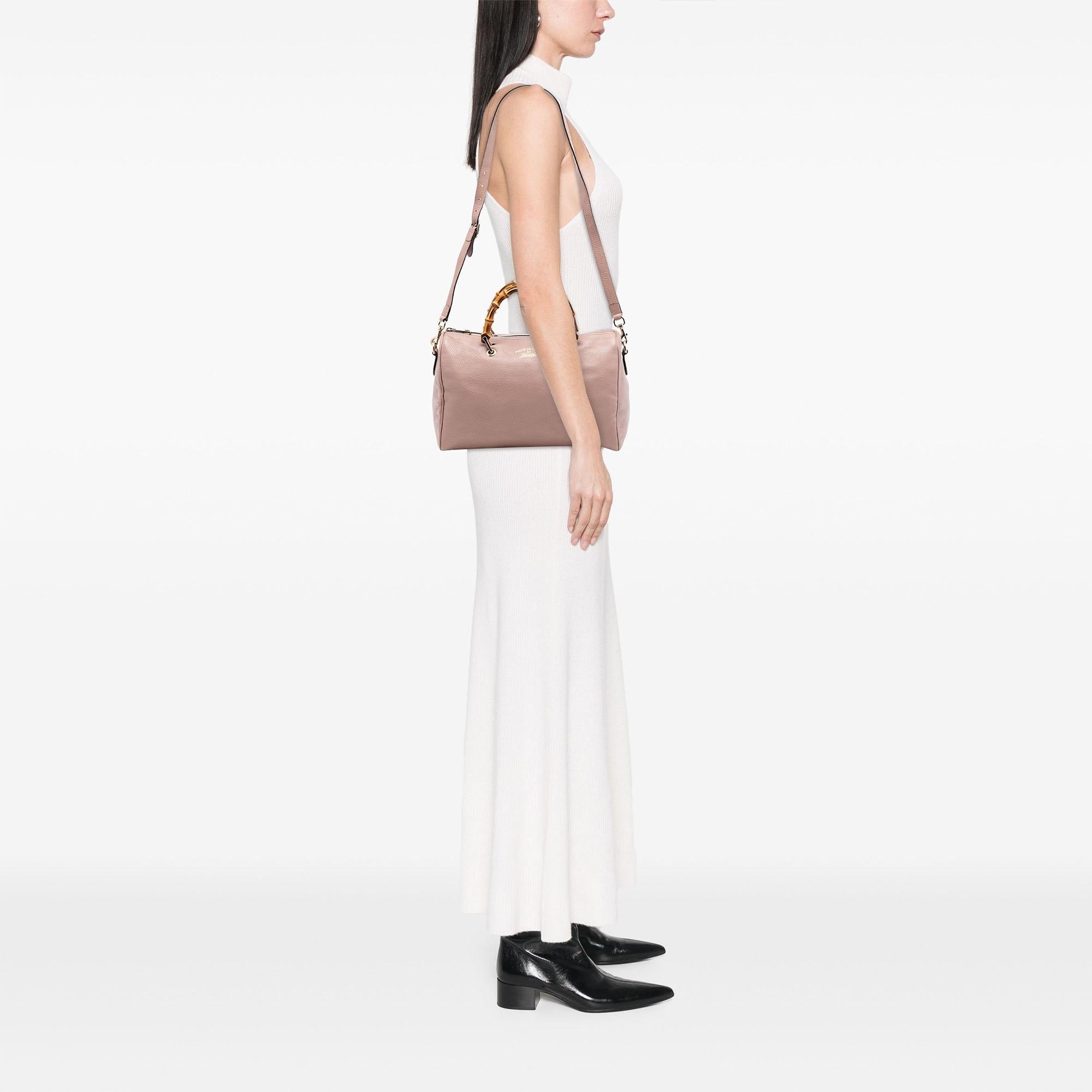 Gucci Medium Calfskin Bamboo Shopper Boston Bag