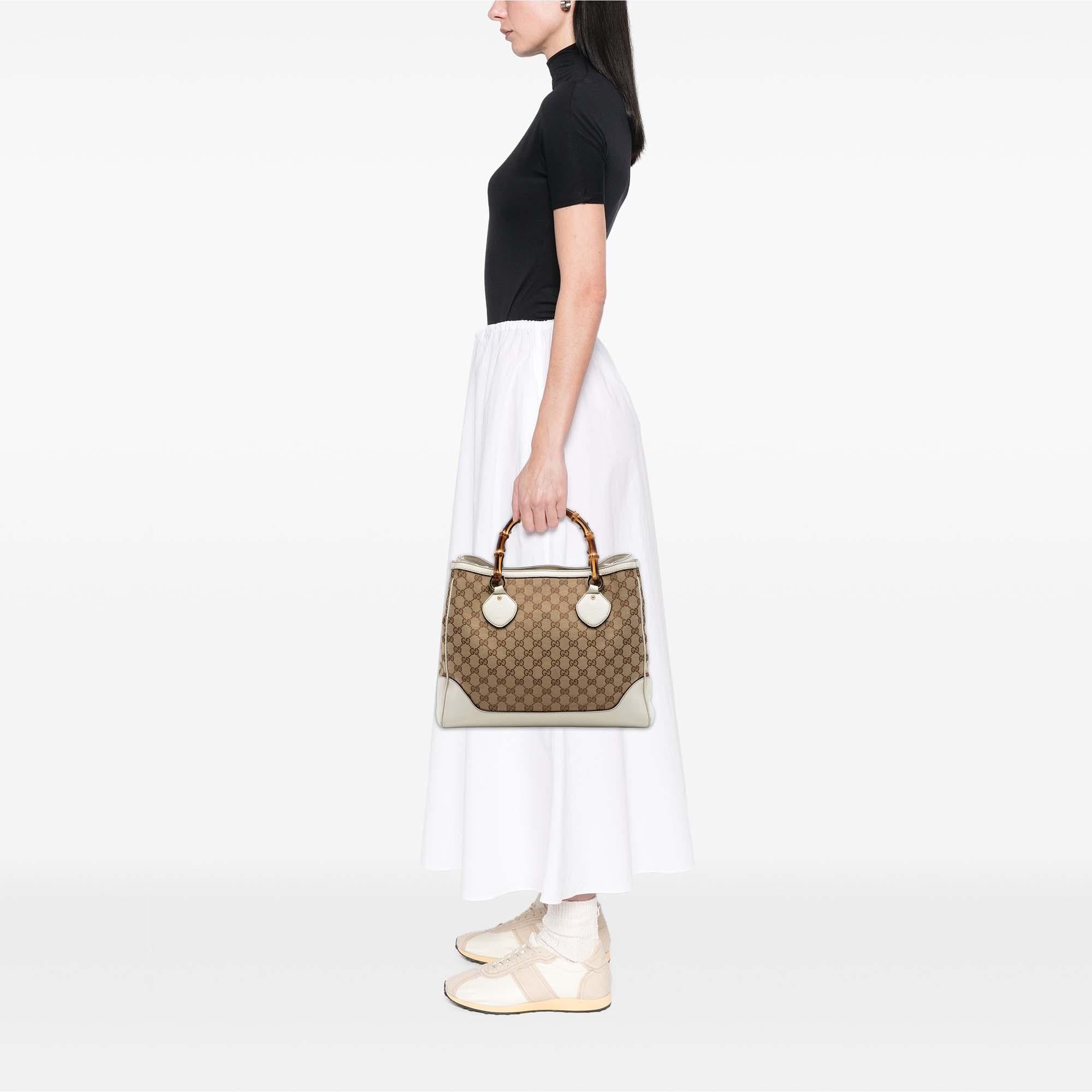 Gucci Medium GG Canvas Bamboo Diana Tote