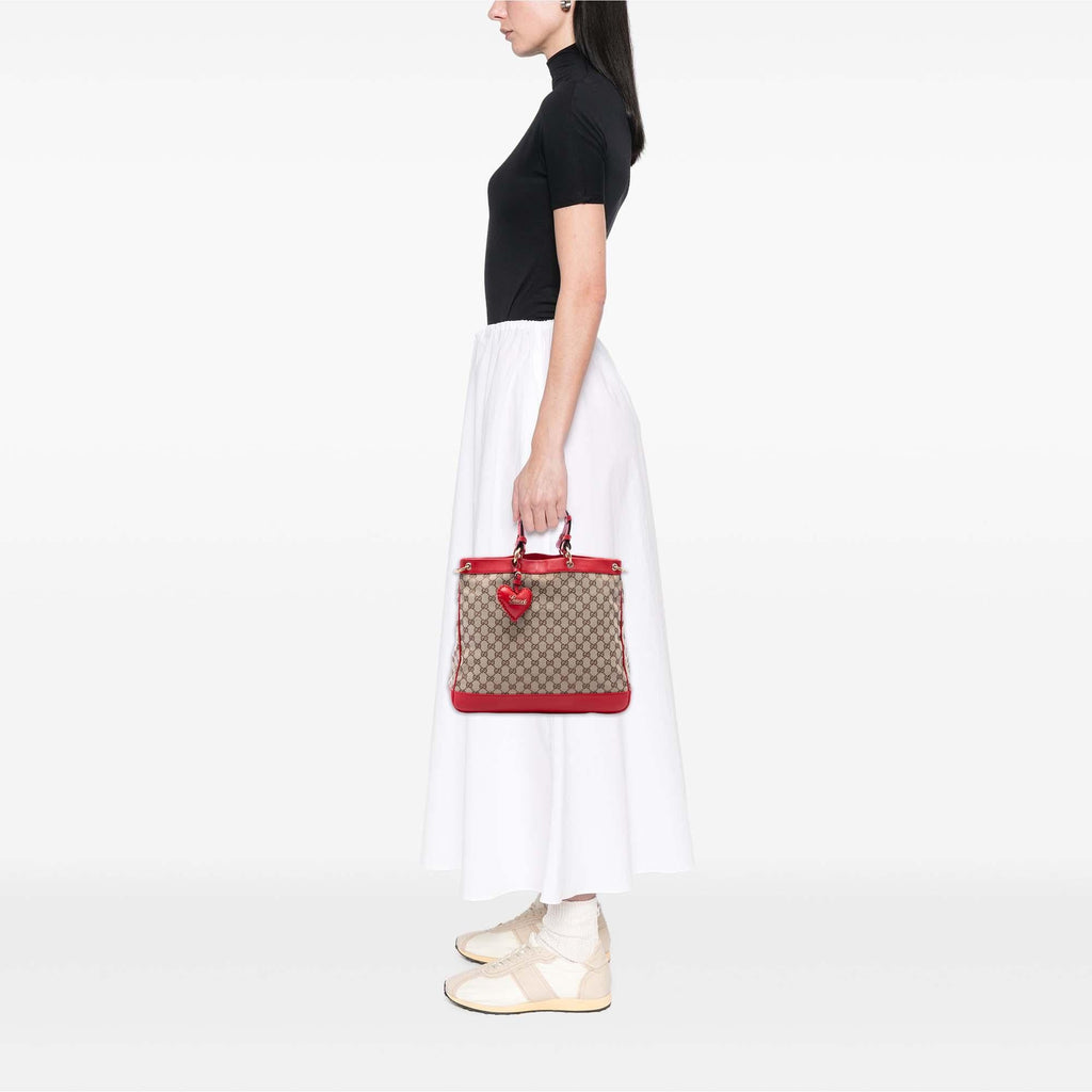 Gucci Medium GG Canvas Valentine Top Handle Bag