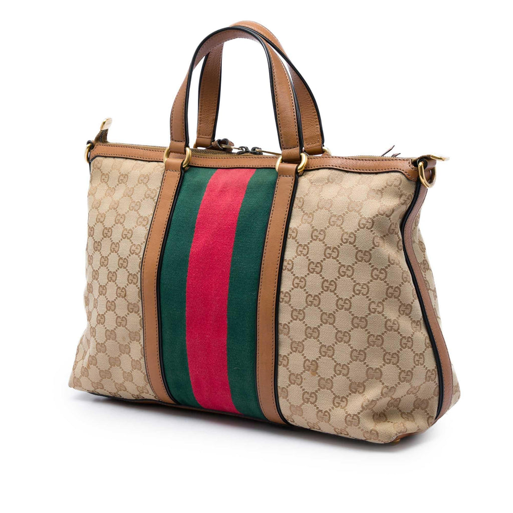Gucci Medium GG Canvas Web Rania Top Handle Bag