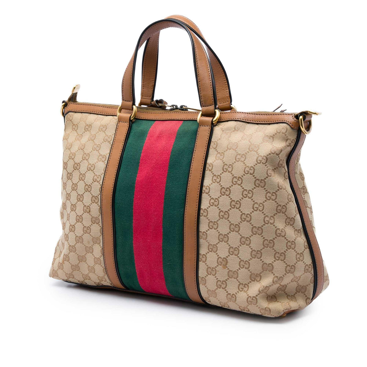 Gucci Medium GG Canvas Web Rania Top Handle Bag