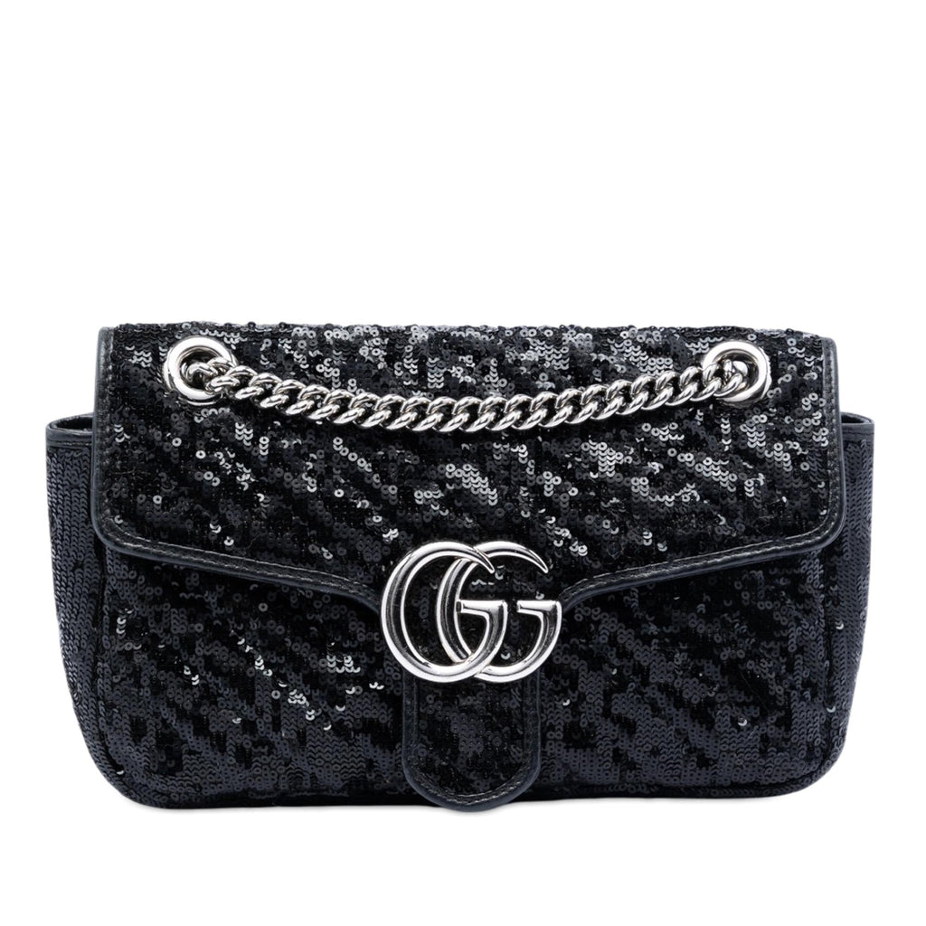Gucci Medium GG Marmont Matelasse Sequin and Leather Shoulder Bag