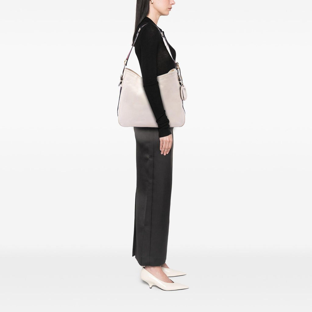 Gucci Medium Pebbled Calfskin Web Heritage Shoulder Bag