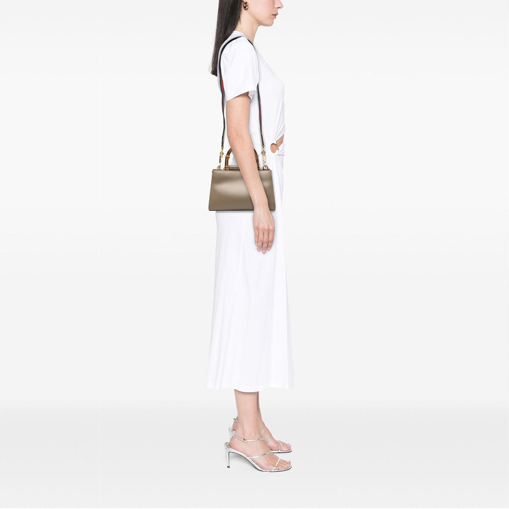 Gucci Mini Calfskin Web Bamboo Nymphaea Satchel