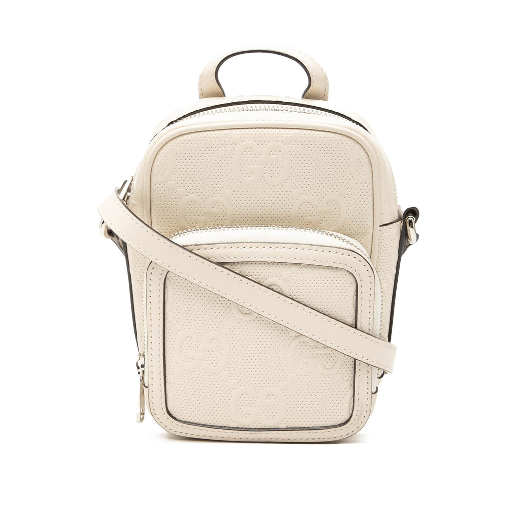 Gucci Mini GG Embossed Perforated Calfskin Satchel