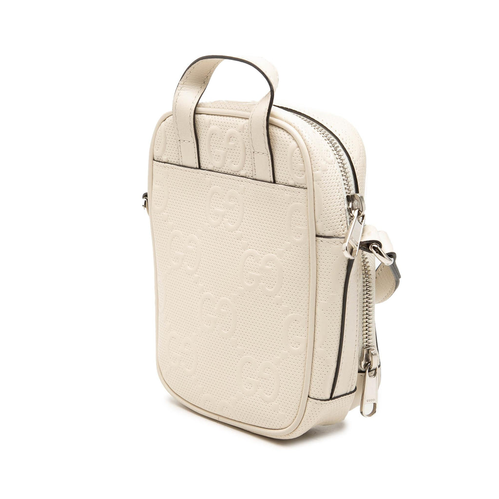 Gucci Mini GG Embossed Perforated Calfskin Satchel
