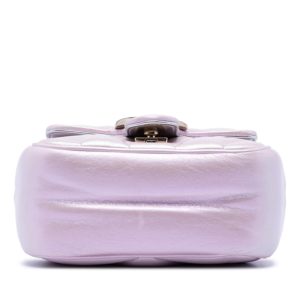 Gucci Mini GG Marmont Matelasse Iridescent Calfskin Flap Crossbody