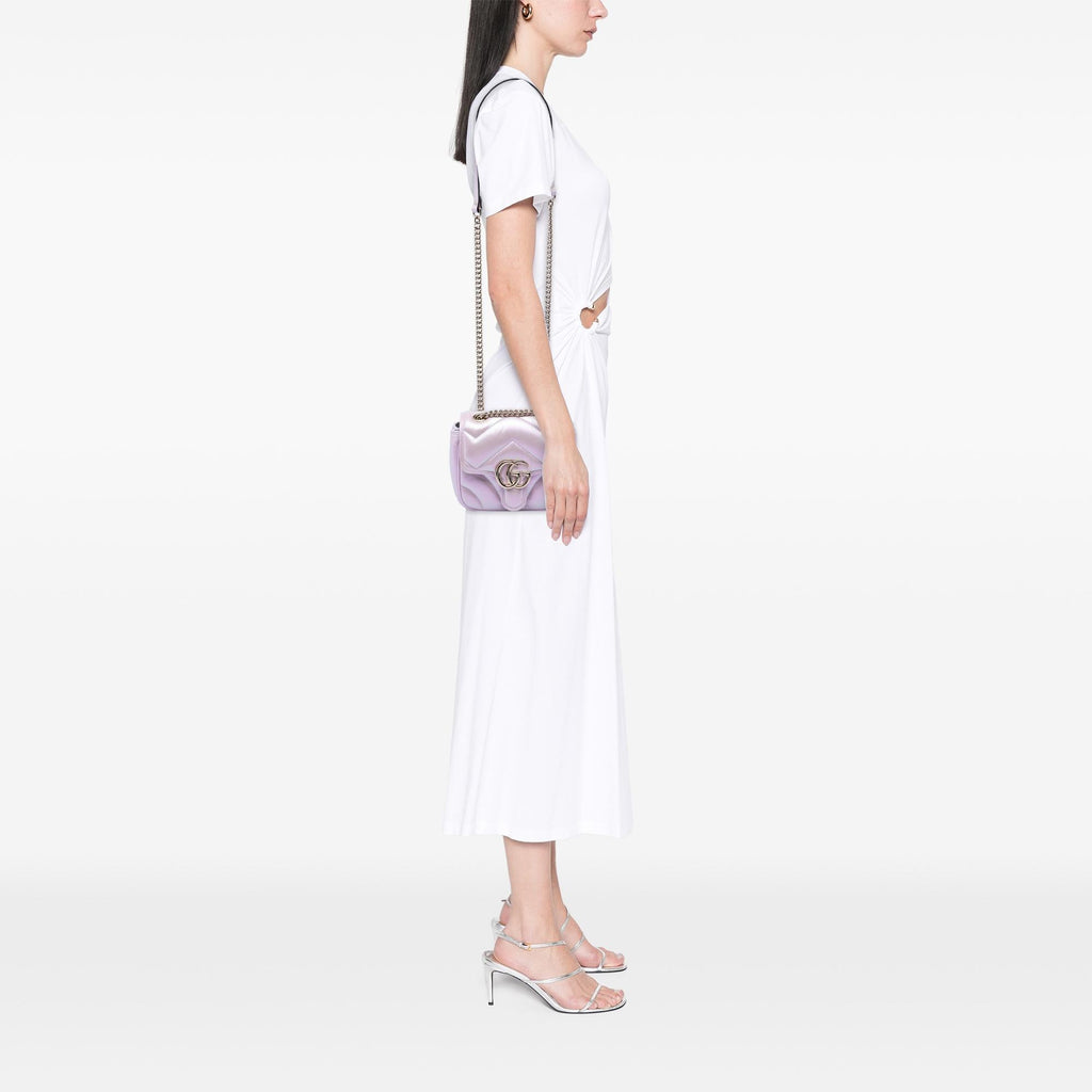 Gucci Mini GG Marmont Matelasse Iridescent Calfskin Flap Crossbody