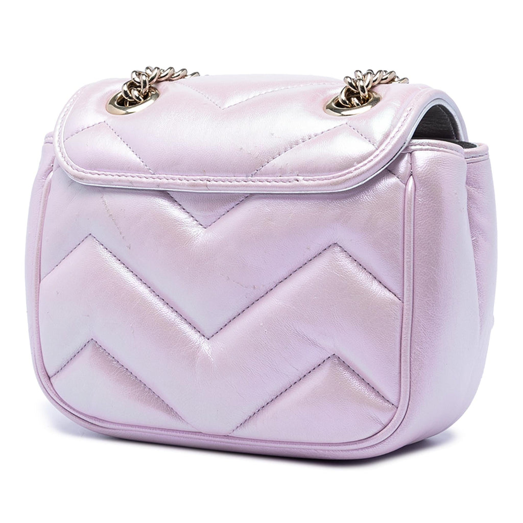 Gucci Mini GG Marmont Matelasse Iridescent Calfskin Flap Crossbody