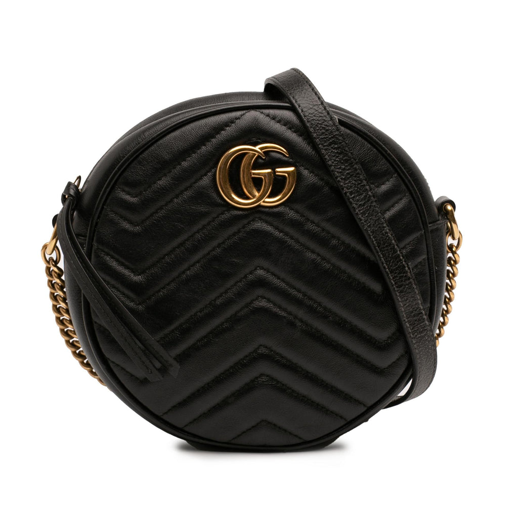 Gucci Mini GG Marmont Matelasse Leather Round Crossbody
