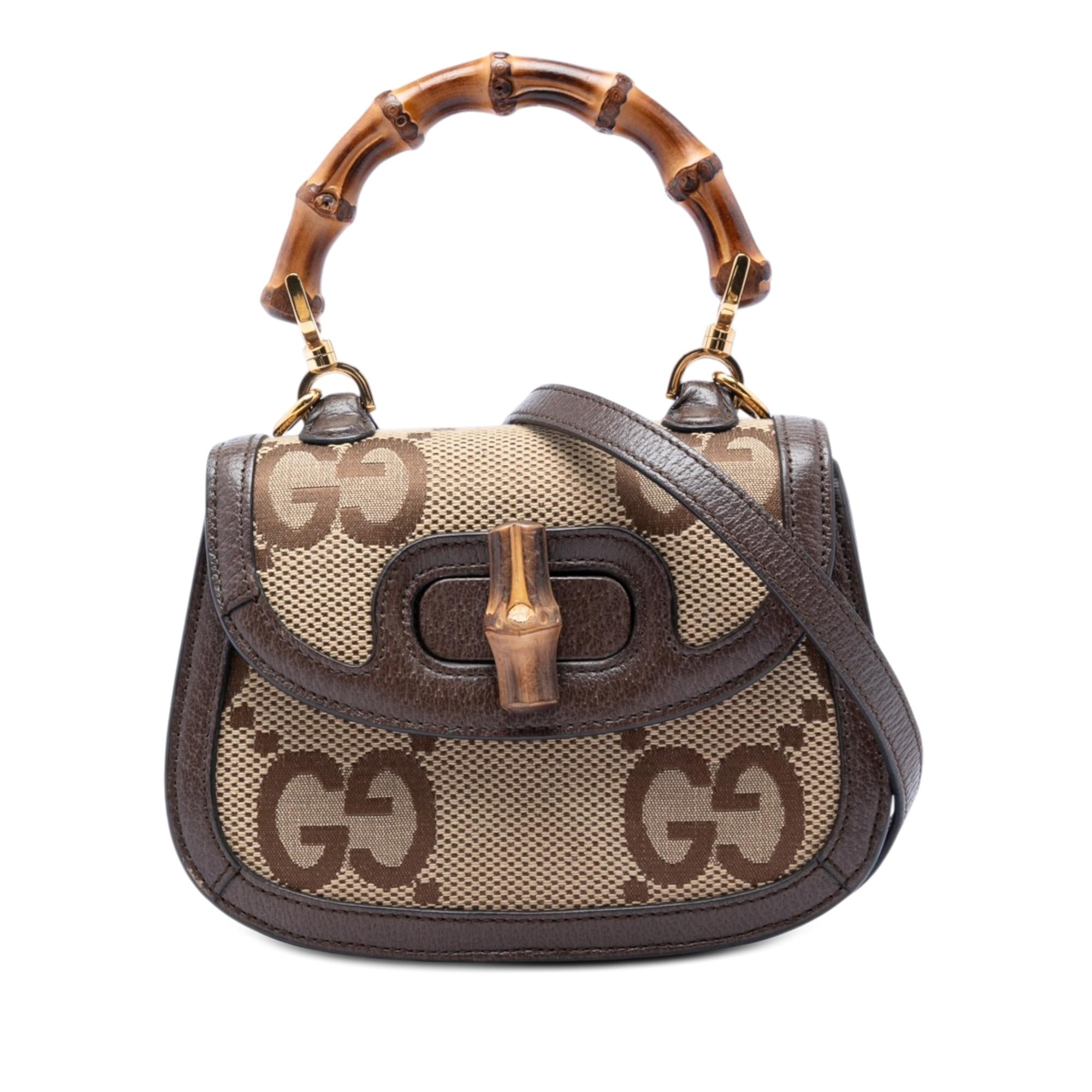 Gucci Mini Jumbo GG Canvas 1947 Bamboo Top Handle Bag