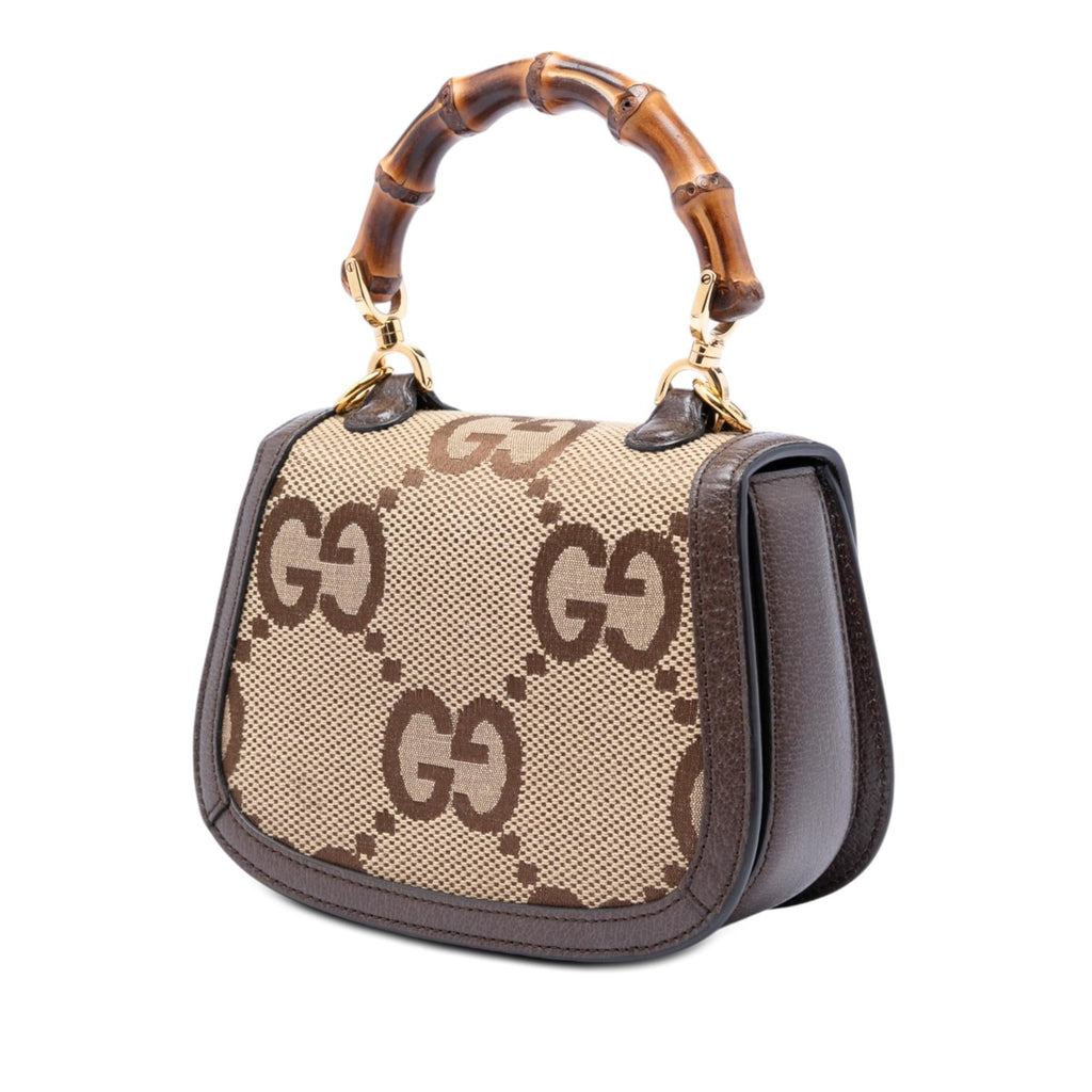 Gucci Mini Jumbo GG Canvas 1947 Bamboo Top Handle Bag