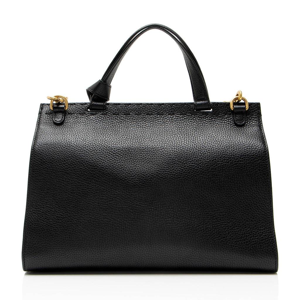 Gucci Pebbled Leather GG Marmont Top Handle