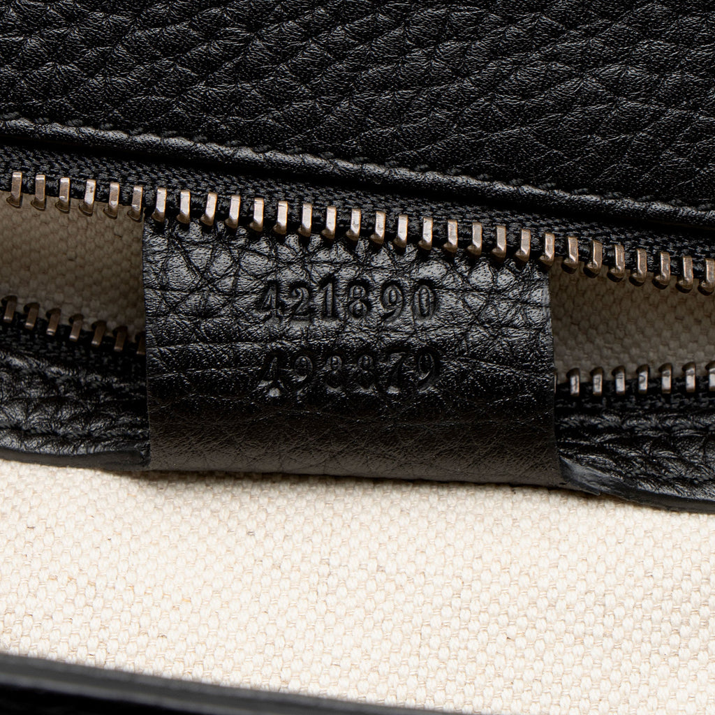 Gucci Pebbled Leather GG Marmont Top Handle