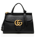 Gucci Pebbled Leather GG Marmont Top Handle