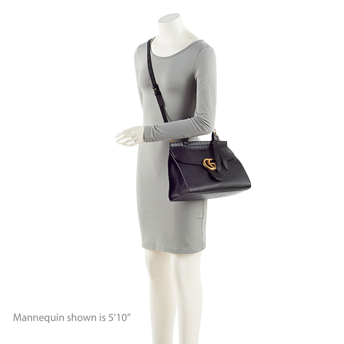 Gucci Pebbled Leather GG Marmont Top Handle