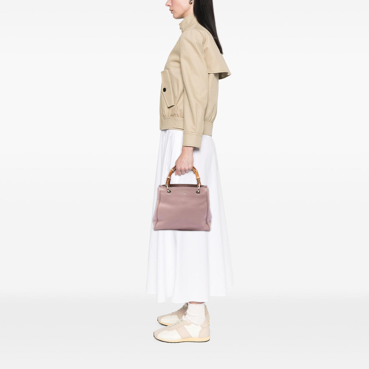 Gucci Small Calfskin Bamboo Shopper Satchel