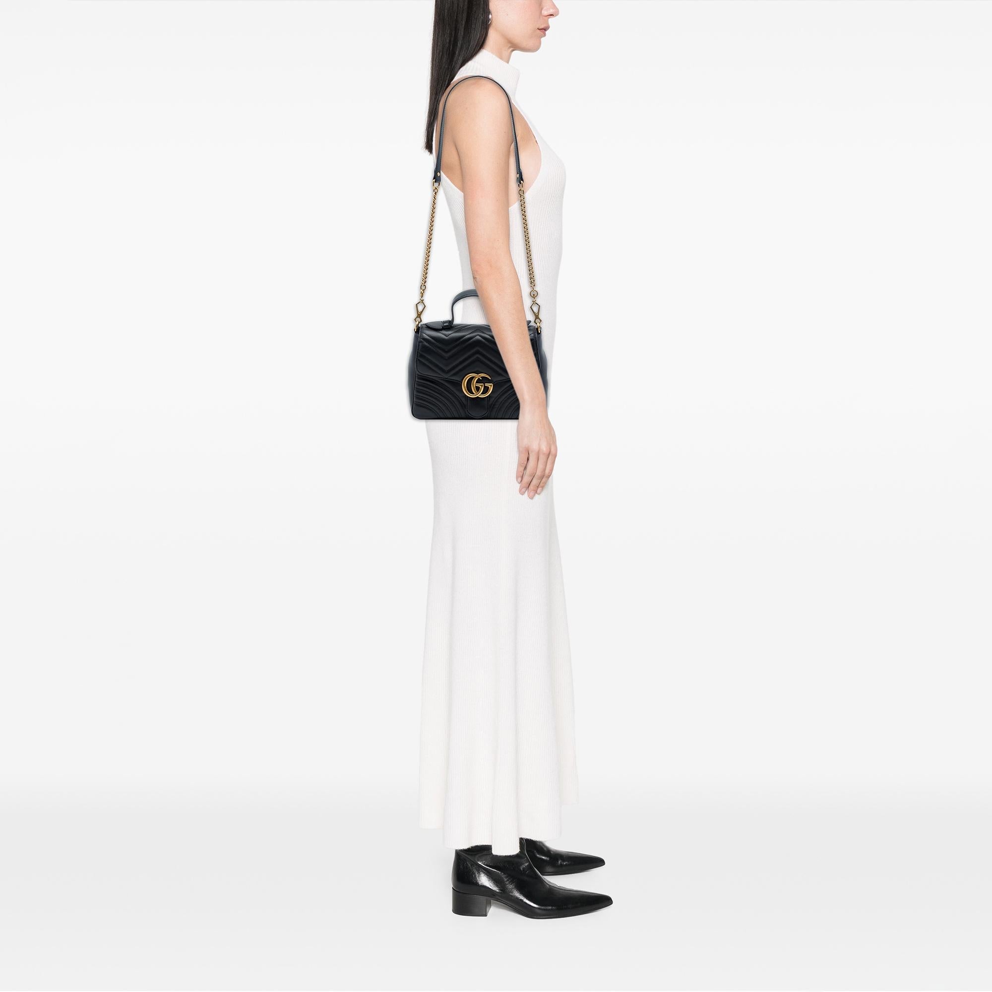 Gucci Small GG Marmont Matelasse Leather Top Handle Bag