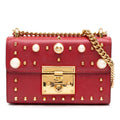 Gucci Small Pearl Studded Leather Padlock Crossbody