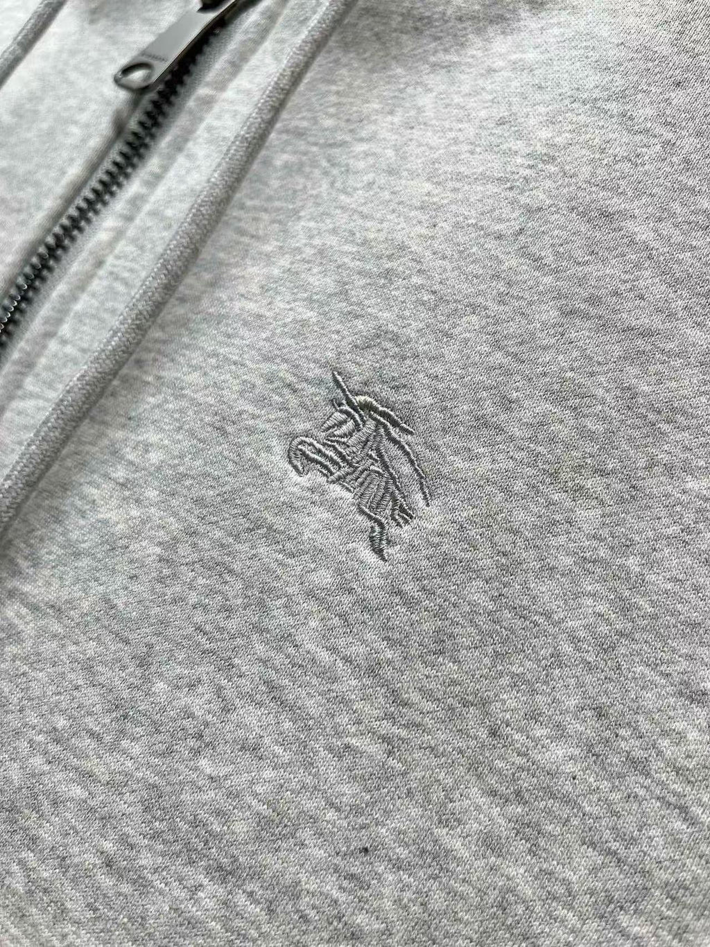 Burberry Checked Thick Hoodie Gray Cotton