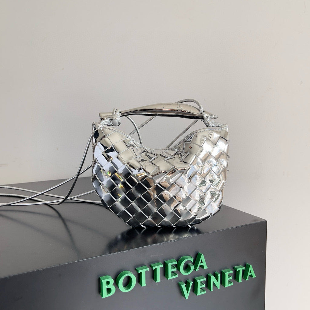 BV Mini Sardine Bag 20 Silver Metallic Leather