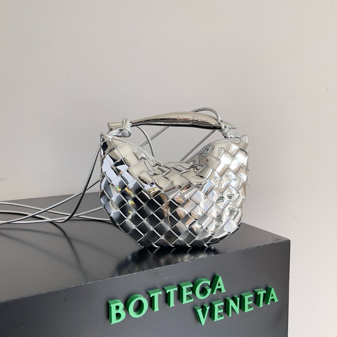 BV Mini Sardine Bag 20 Silver Metallic Leather
