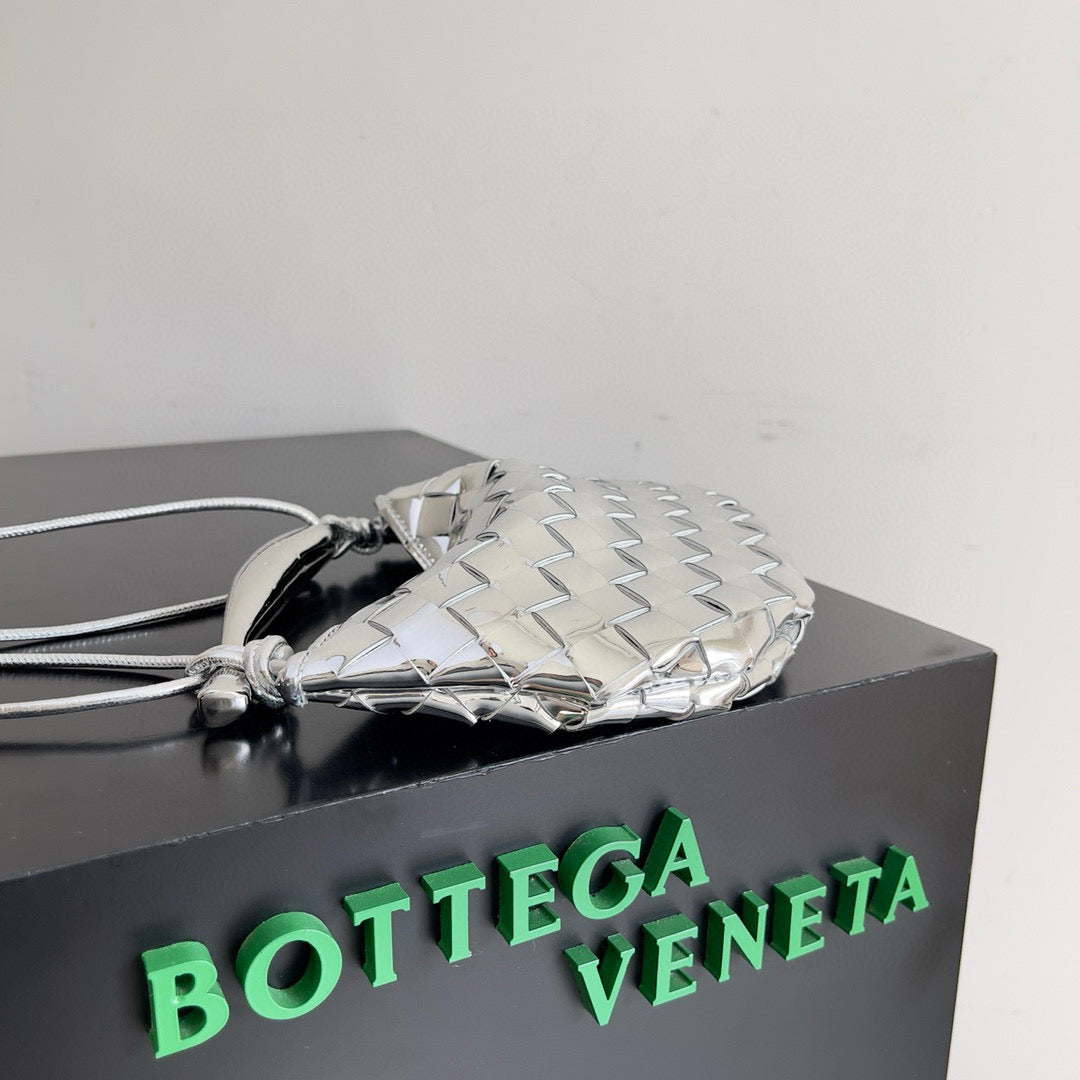 BV Mini Sardine Bag 20 Silver Metallic Leather