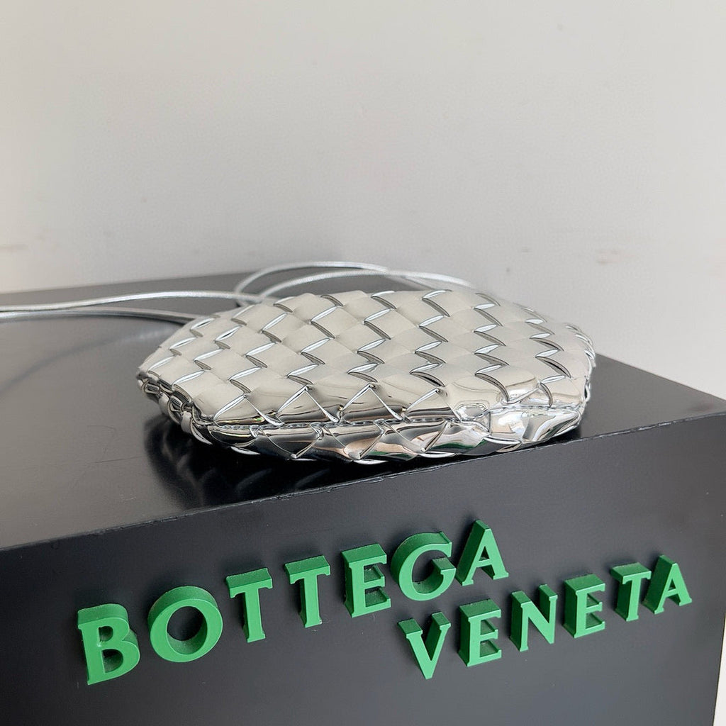 BV Mini Sardine Bag 20 Silver Metallic Leather