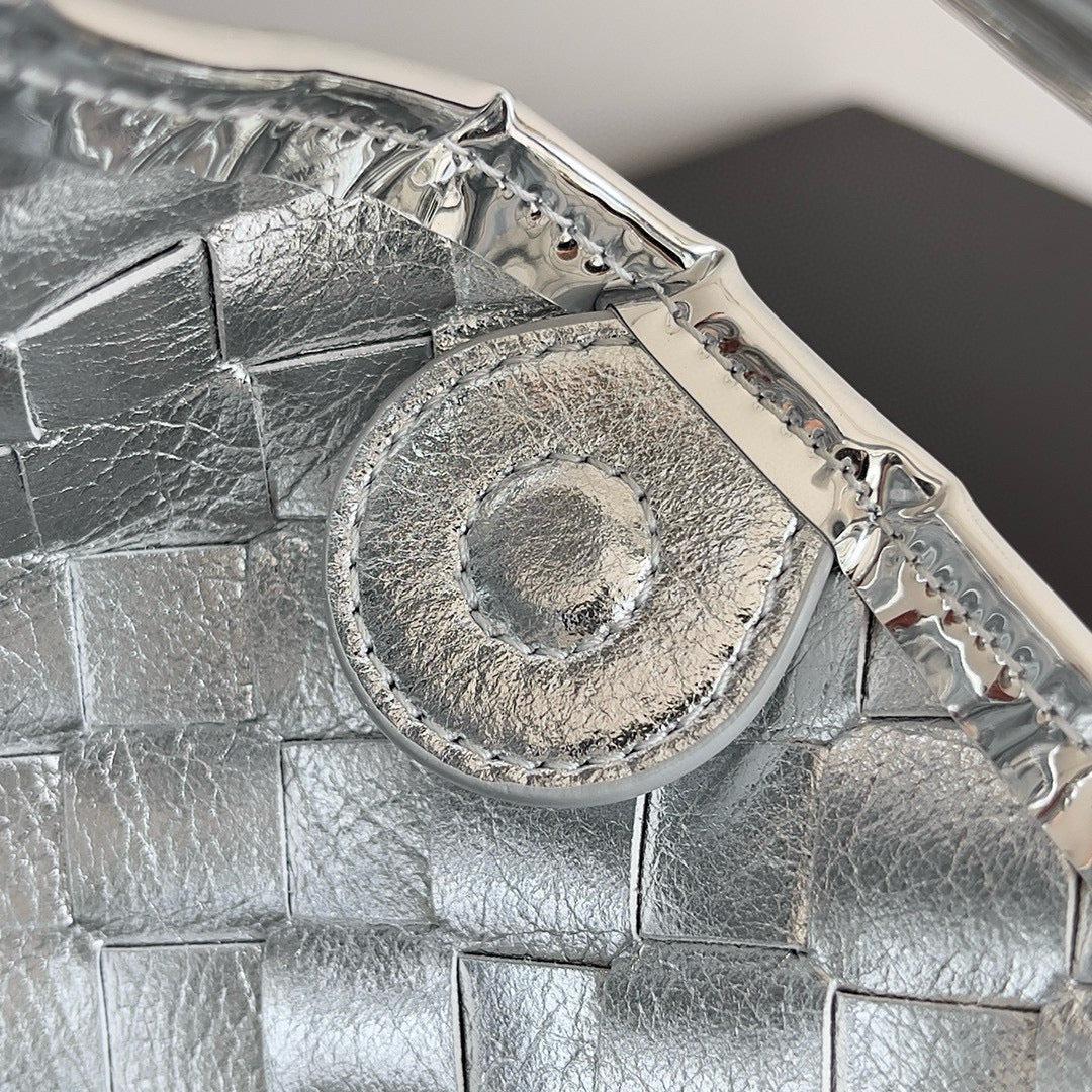 BV Mini Sardine Bag 20 Silver Metallic Leather