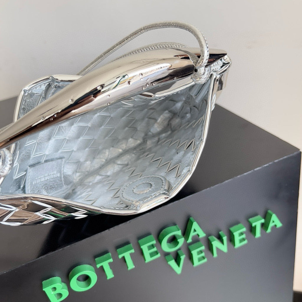BV Mini Sardine Bag 20 Silver Metallic Leather