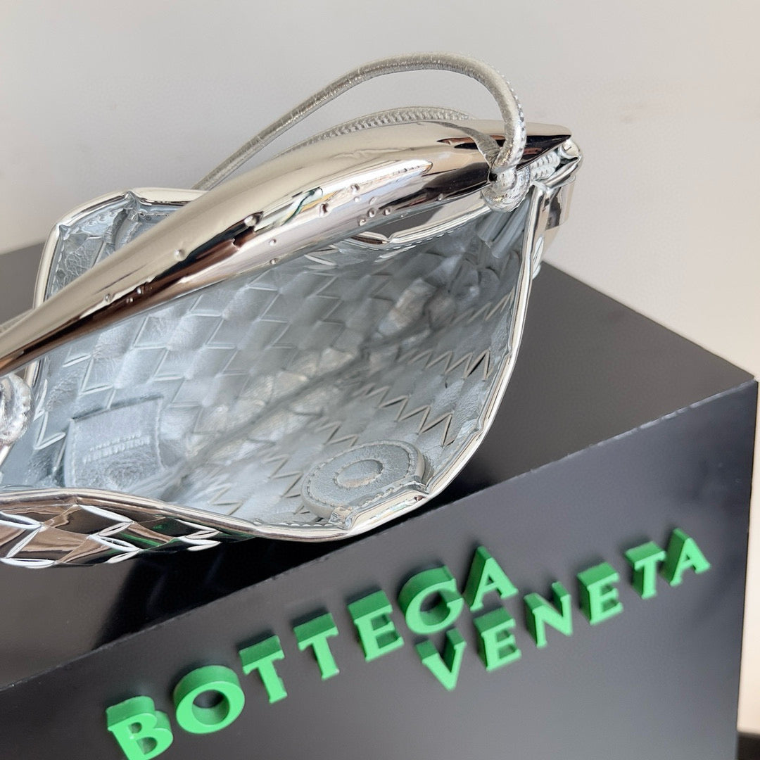 BV Mini Sardine Bag 20 Silver Metallic Leather